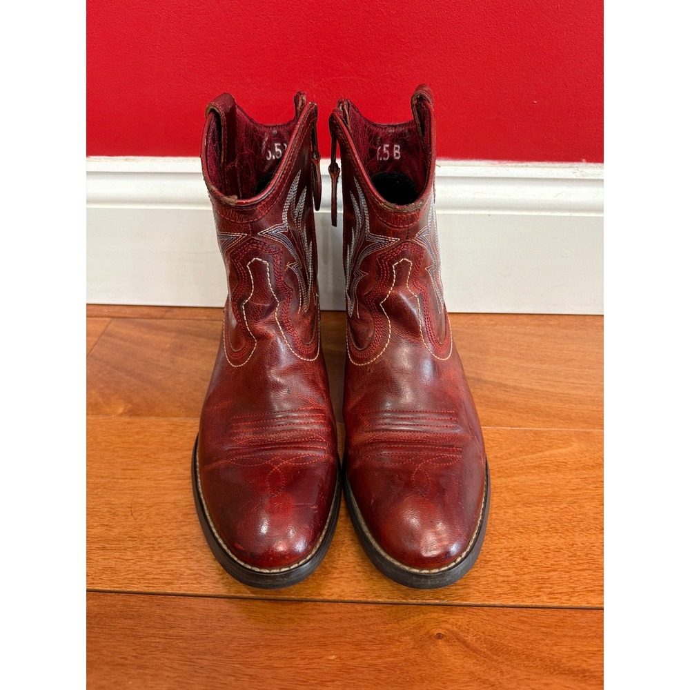Ariat Unbridled Roper Boots Womens Red Leather‎ Western Side Zip 10011912  6.5B